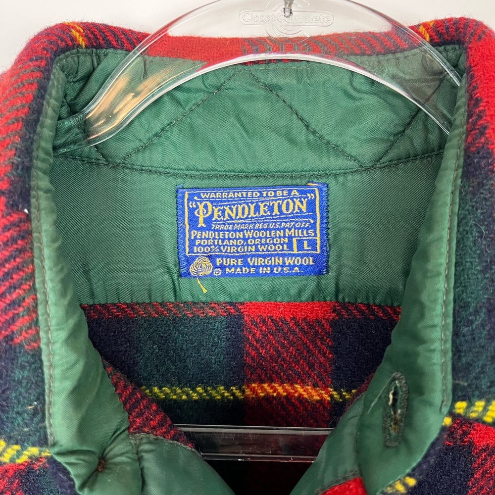 Vintage Pendleton Plaid Wool Flannel Button Down Shirt - Picture 4 of 10
